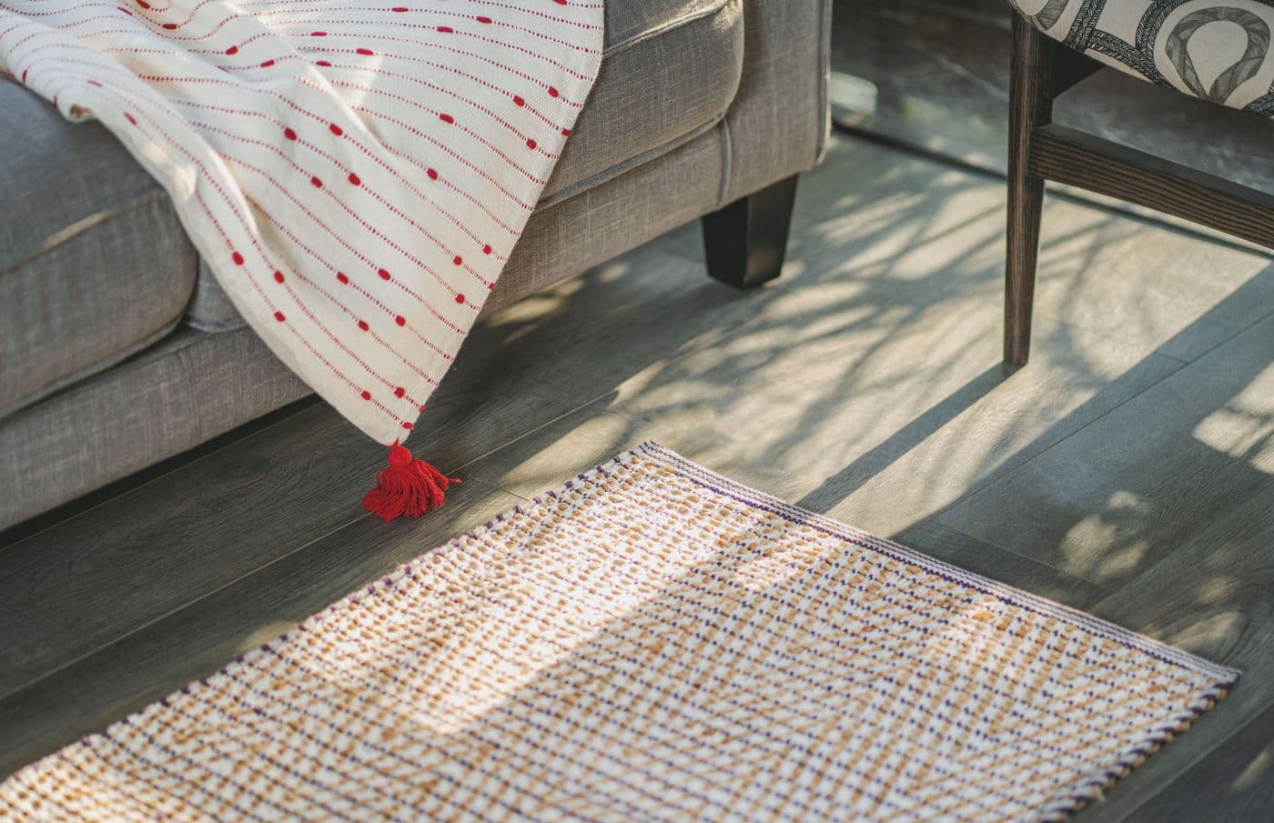 Patterned floor covering in a home interior