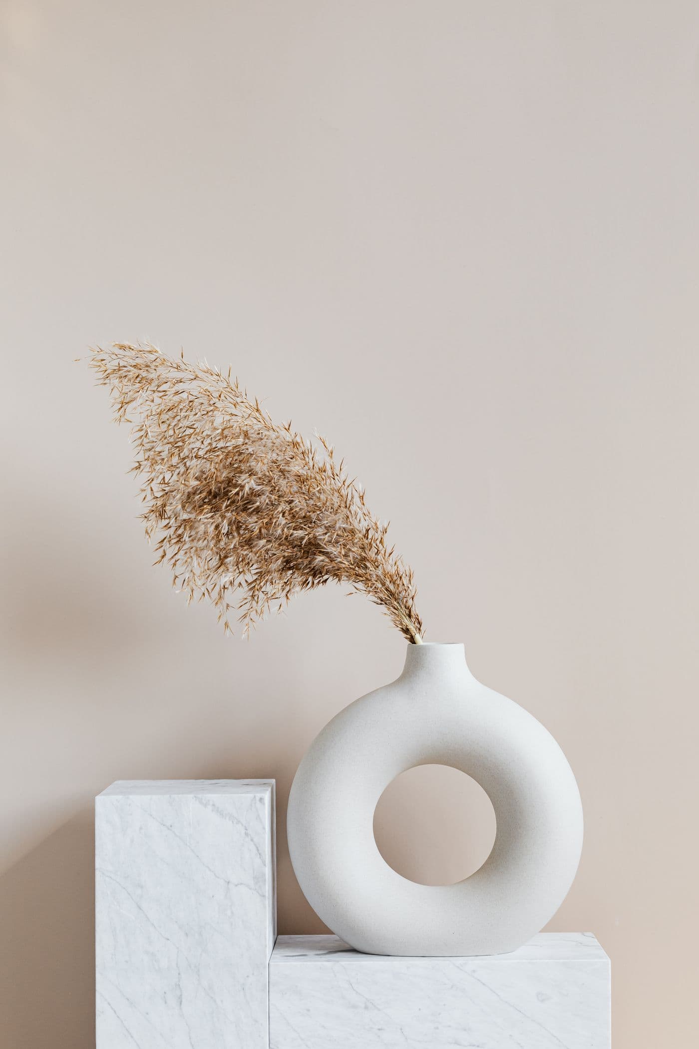Handmade home decor vase and natural material arrangement